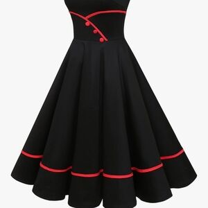 Elegant Black and Red Women's Dress